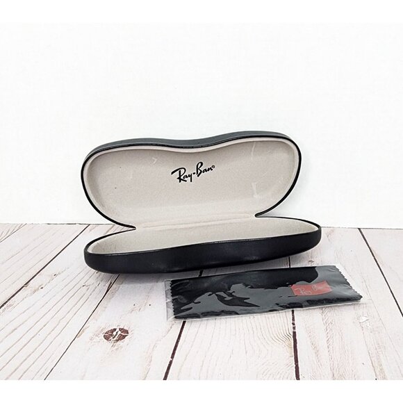 Ray-Ban Black Hard Case for Glasses/Sunglasses Clamshell Cleaning Cloth - Picture 1 of 5